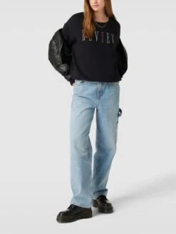 REVIEW Sweatshirt Mit Logo-Stitching Modell 'EMBRO' - Schwarz