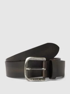 Replay Ledergürtel Mit Strukturmuster - Mittelbraun