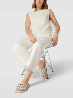 Espadrij Slides Mit Allover-Muster Modell 'Carré' - Hellblau