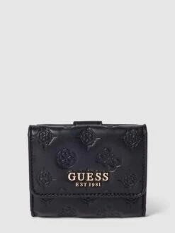 Guess Portemonnaie Mit Label-Applikation Modell 'ABEY' - Schwarz