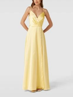 Luxuar Abendkleid In Wickel-Optik - Gelb
