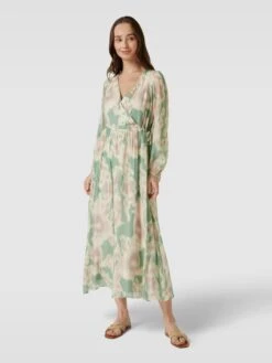 Jake*s Collection Midikleid Mit V-Ausschnitt - Hellgrün