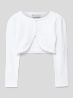 Happy Girls Cropped Strickjacke Mit Zierperlenbesatz - Offwhite