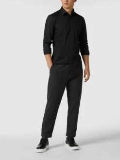 Jake*s Slim Fit Business-Hemd Aus Popeline - Schwarz