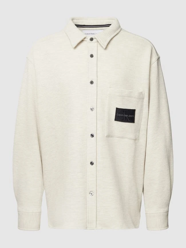 Calvin Klein Jeans Freizeithemd Mit Label-Patch - Offwhite Meliert 4 Calvin Klein Jeans Freizeithemd Mit Label-Patch - Offwhite Meliert – Bild 2