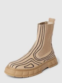 Viron Chelsea Boots Mit Allover-Print Modell 'Circuit' - Beige