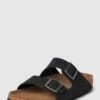 Birkenstock Sandalen Mit Dornschließen In Metallic Modell 'ARIZONA' - Schwarz