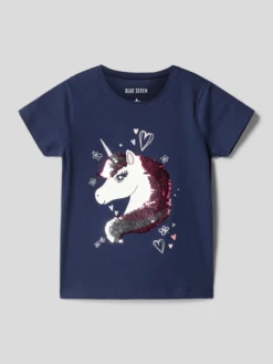 Blue Seven T-Shirt Mit Wendepailletten - Blau