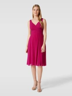 TROYDEN COLLECTION Cocktailkleid In Wickel-Optik - Fuchsia