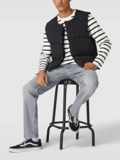 Tom Tailor Denim Longsleeve Mit Label-Patch - Marineblau