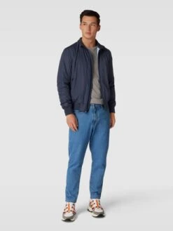 Blauer Usa Jacke Mit Stehkragen Modell 'GIUBBINI CORTI IMBOTTITO' - Marineblau