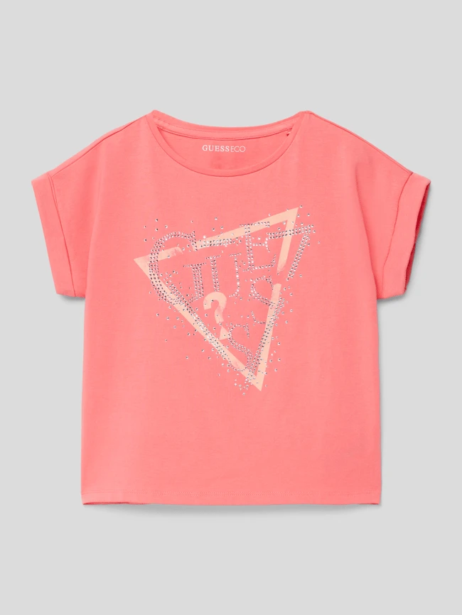 Guess T-Shirt Mit Label-Detail - Pink 3 Guess T-Shirt Mit Label-Detail - Pink