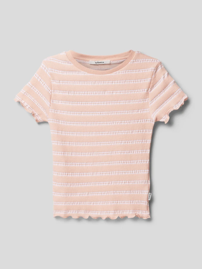 Garcia T-Shirt Mit Streifenmuster Modell 'MARGIN' - Apricot 3 Garcia T-Shirt Mit Streifenmuster Modell 'MARGIN' - Apricot