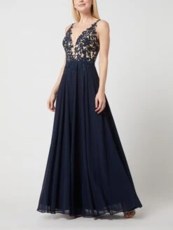 Luxuar Abendkleid Aus Spitze Und Chiffon - Dunkelblau