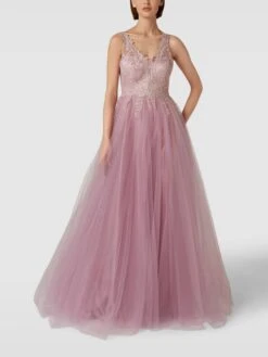 TROYDEN COLLECTION Abendkleid Mit Floralen Stickereien - Altrosa