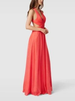 Luxuar Abendkleid In Schimmernder Optik - Koralle