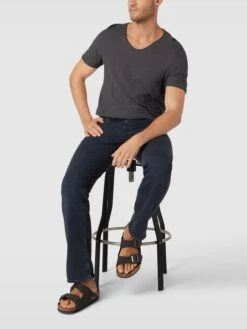 MCNEAL T-Shirt Mit Geripptem Rundhalsausschnitt - Dunkelgrau