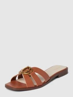 Guess Pantoletten Aus Leder Mit Label-Detail Modell 'SYMO' - Cognac