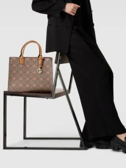 L.Credi Handtasche Mit Allover-Muster Modell 'Kiana' - Mittelbraun