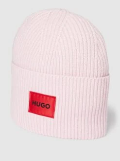 HUGO Beanie Mit Label-Detail Modell 'XAFF' - Hellrosa