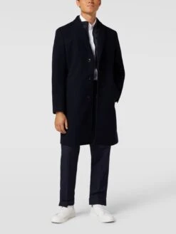 Christian Berg Men Mantel Mit Reverskragen - Marineblau