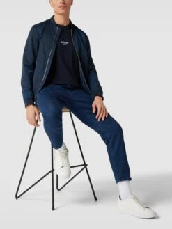 Bruun & Stengade Bomberjacke Mit Stehkragen - Marineblau