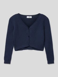 Happy Girls Cropped Strickjacke Mit Knopfleiste - Marineblau