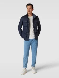 Blauer Usa Blouson Mit Label-Details Modell 'FODERATO' - Marineblau