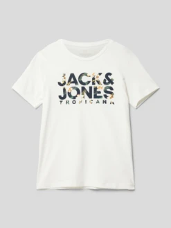 Jack & Jones T-Shirt Aus Baumwolle Mit Label-Print Modell 'BECS' - Offwhite