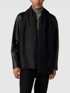 Christian Berg Men Schal Mit Kontraststreifen - Marineblau