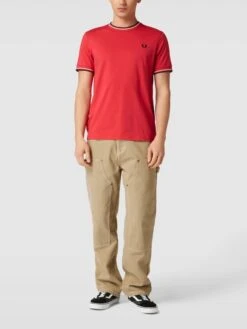 Fred Perry T-Shirt Mit Logo-Stitching - Rot