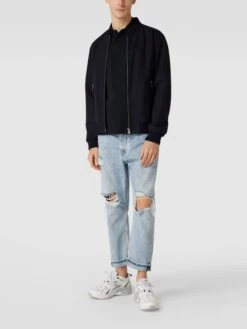 BOSS Green Slim Fit Poloshirt Mit Kontraststreifen Modell 'Paul Curved' - Dunkelblau