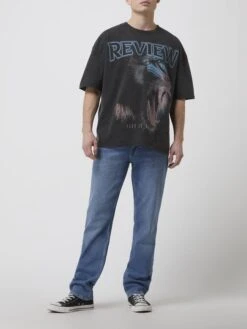 REVIEW T-Shirt Im Washed-Out-Look - Metallic Schwarz