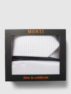 Monti Krawatte Mit Einstecktuch Im Set - Ecru