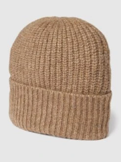 Moves Beanie Mit Label-Stitching - Mittelbraun