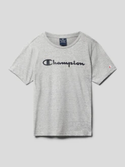 CHAMPION T-Shirt Mit Label-Print - Mittelgrau Meliert
