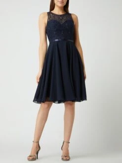 Luxuar Cocktailkleid Mit Strasssteinbesatz - Dunkelblau