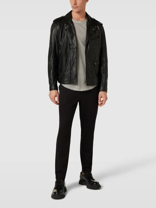 Strellson Lederjacke Mit Reißverschlusstaschen Modell 'PARKLEY' - Schwarz 3 Strellson Lederjacke Mit Reißverschlusstaschen Modell 'PARKLEY' - Schwarz