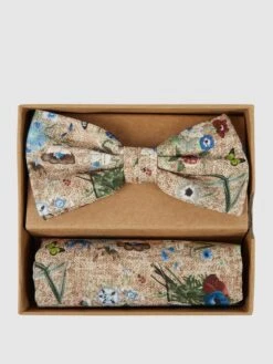 Prince Bowtie Fliege Und Einstecktuch Im Set - Sand