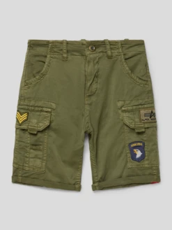 Alpha Industries Shorts Mit Label-Details - Olivgrün
