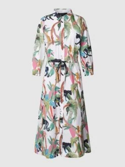 Marc Cain Hemdblusenkleid Mit Allover-Motiv-Print - Offwhite