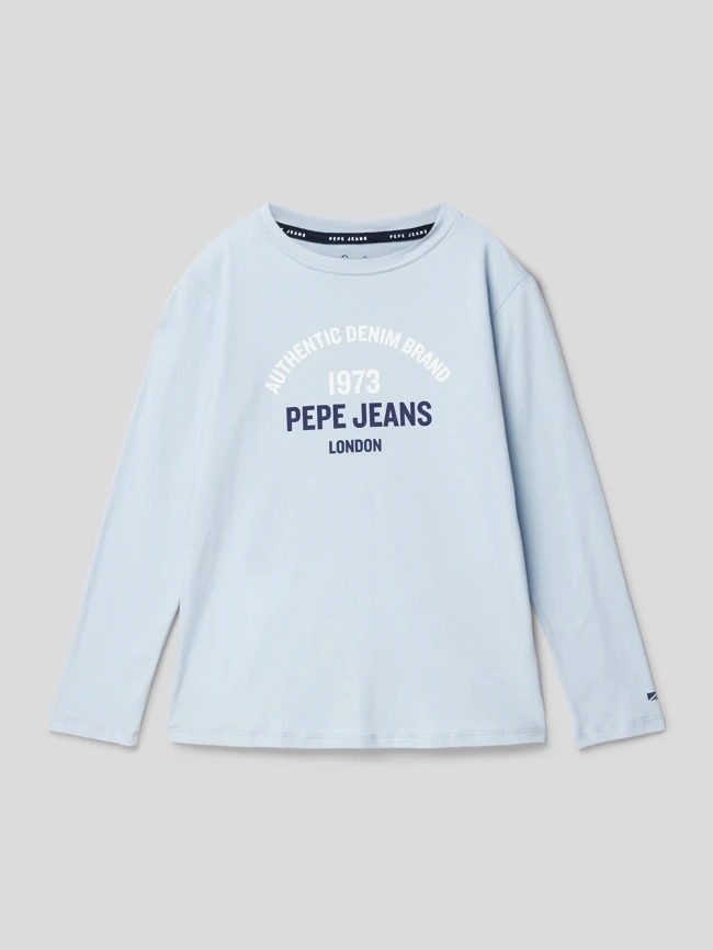 Pepe Jeans Longsleeve Mit Label-Print Modell 'TIMOTHY' - Bleu 3 Pepe Jeans Longsleeve Mit Label-Print Modell 'TIMOTHY' - Bleu