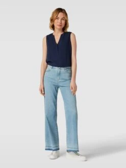 Montego Blusentop Aus Reiner Viskose Modell 'Solid' - Dunkelblau