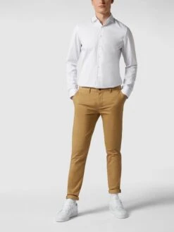 Jake*s Regular Fit Business-Hemd Aus Twill - Weiß