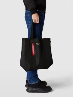 Alpha Industries Tote Bag Mit Label-Patch Modell 'LABEL SHOPPING BAG' - Schwarz