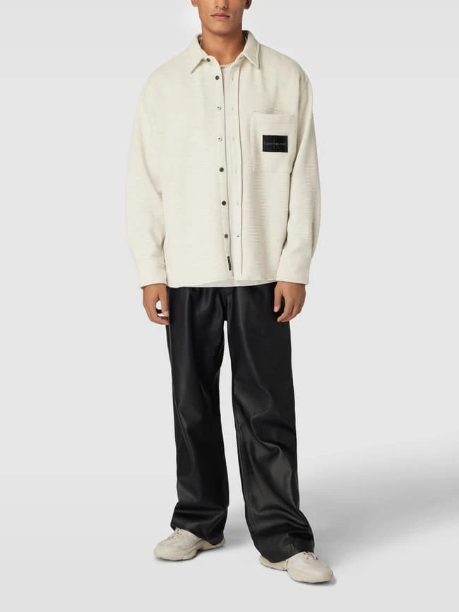 Calvin Klein Jeans Freizeithemd Mit Label-Patch - Offwhite Meliert 3 Calvin Klein Jeans Freizeithemd Mit Label-Patch - Offwhite Meliert