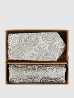 Prince Bowtie Krawatte Und Einstecktuch Im Set Mit Allover-Muster - Lindgrün