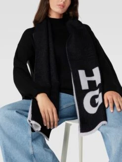 HUGO Schal Mit Label-Print Modell 'Women' - Schwarz