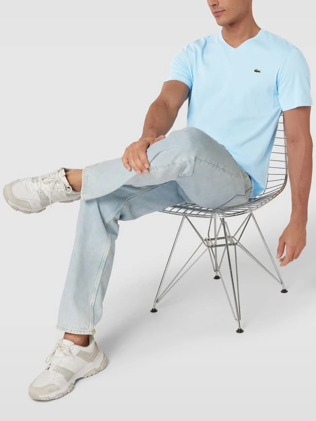 Lacoste T-Shirt Mit Logo-Stitching - Hellblau 3 Lacoste T-Shirt Mit Logo-Stitching - Hellblau