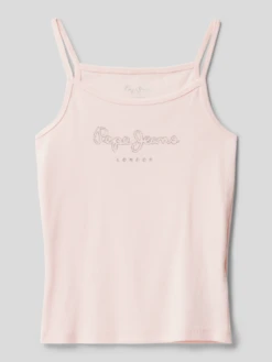 Pepe Jeans Top In Feinripp-Optik Modell 'ANASTASIA' - Hellrosa